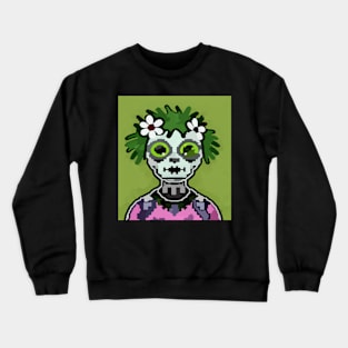 watercolor flowers zombie pixel art Crewneck Sweatshirt